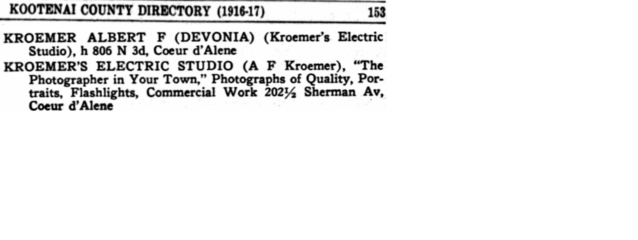 1916 Kootenai County City Directory